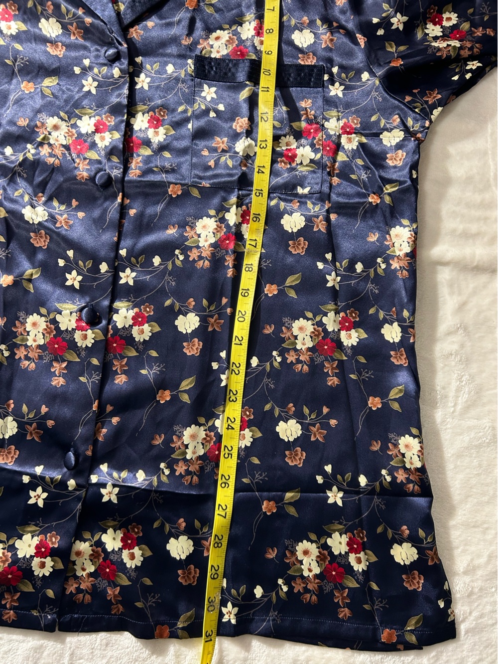 Chance Encounters Women's Floral Silky Button Front Pajama Top Navy Floral Sz 1X - Picture 10 of 13